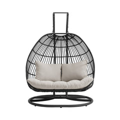Playa Dark Grey/Olefin Beige Outdoor Double Swing Egg Chair - Ornate Home