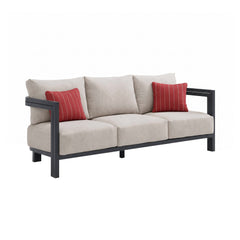 Playa Dark Grey/Olefin Beige Outdoor Sofa with 2 Pillows - Ornate Home