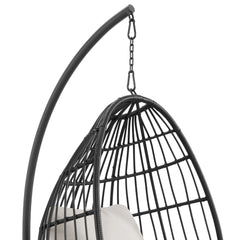 Playa Dark Grey/Olefin Beige Outdoor Swing Egg Chair with Base and Pillar - Ornate Home