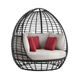 Playa Dark Grey/Olefin Beige Outdoor Twin Egg Chair with 3 Pillows - Ornate Home