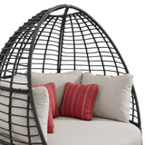 Playa Dark Grey/Olefin Beige Outdoor Twin Egg Chair with 3 Pillows - Ornate Home