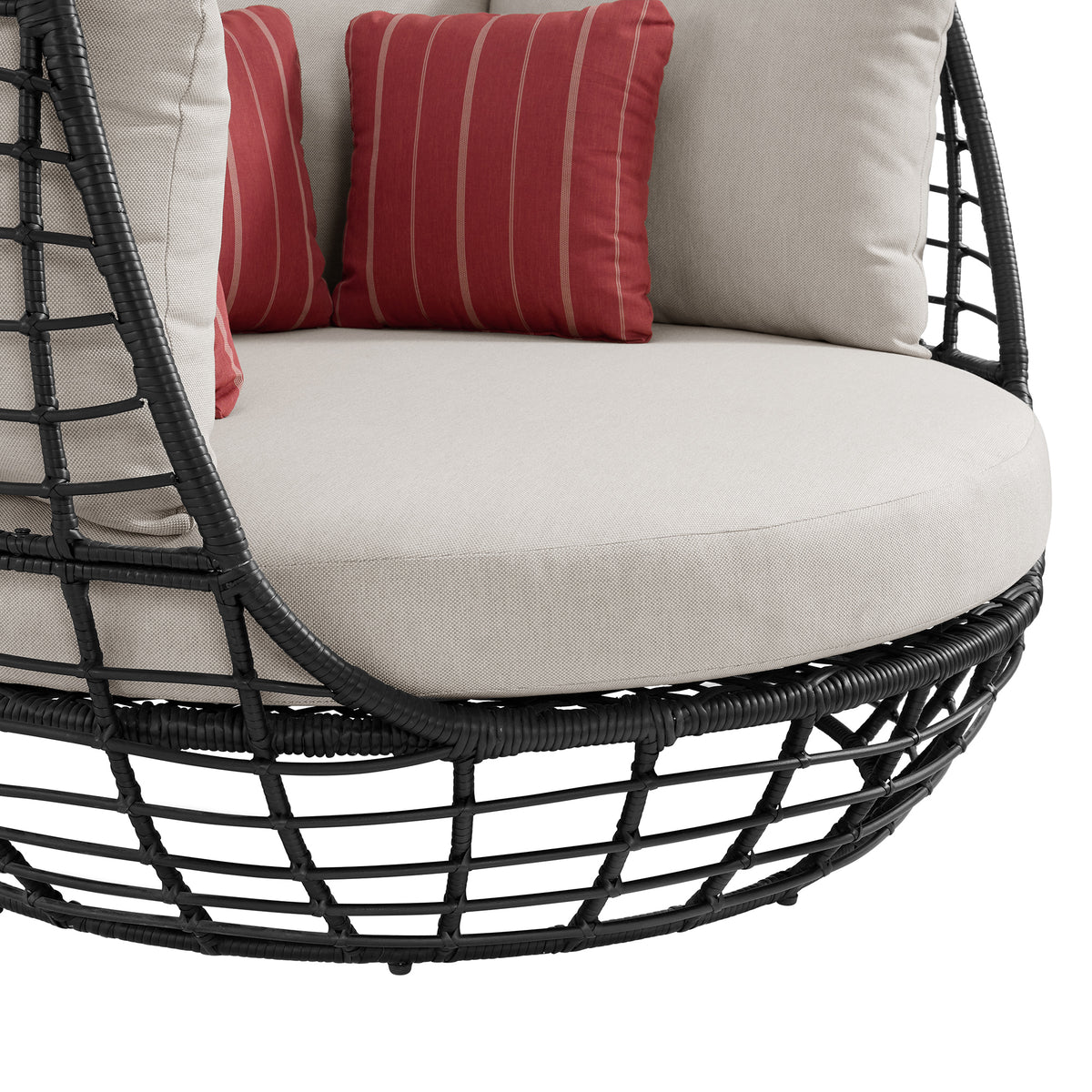 Playa Dark Grey/Olefin Beige Outdoor Twin Egg Chair with 3 Pillows - Ornate Home