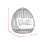 Playa Dark Grey/Olefin Beige Outdoor Twin Egg Chair with 3 Pillows - Ornate Home