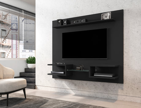 Plaza 64.25 Floating Entertainment Center in Black - Ornate Home
