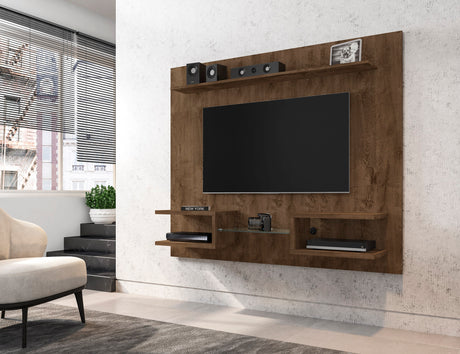 Plaza 64.25 Floating Entertainment Center in Rustic Brown - Ornate Home