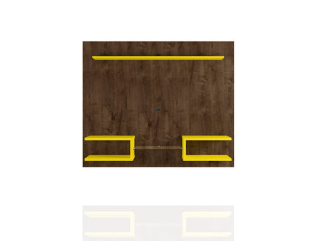 Plaza 64.25 Floating Entertainment Center in Rustic Brown and Yellow - Ornate Home