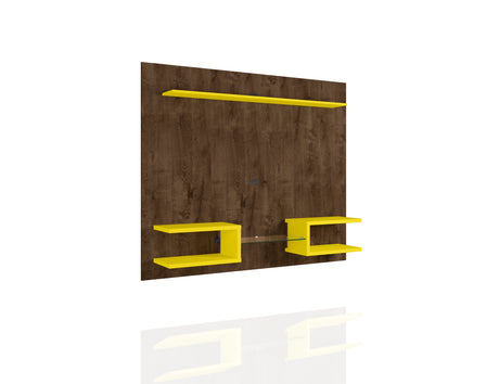 Plaza 64.25 Floating Entertainment Center in Rustic Brown and Yellow - Ornate Home
