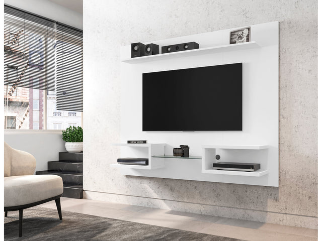 Plaza 64.25 Floating Entertainment Center in White - Ornate Home