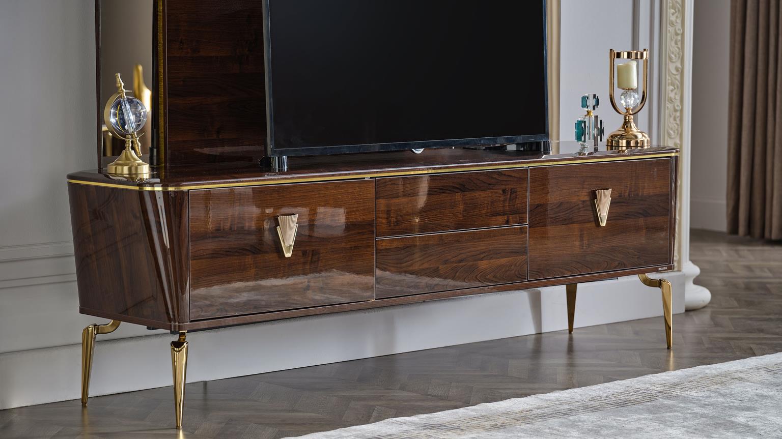 Plaza Walnut TV Stand - Ornate Home