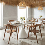 Plinn Light Beige & White Dining Table - Ornate Home