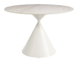 Plinn Light Beige & White Dining Table - Ornate Home