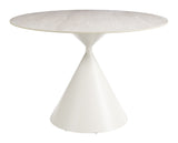 Plinn Light Beige & White Dining Table - Ornate Home