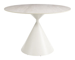 Plinn Light Beige & White Dining Table - Ornate Home