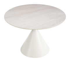 Plinn Light Beige & White Dining Table - Ornate Home