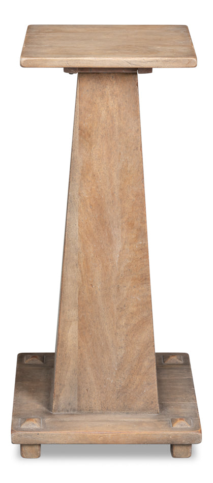 Plinth Natural Reclaimed Wood Pedestal End Table - Ornate Home