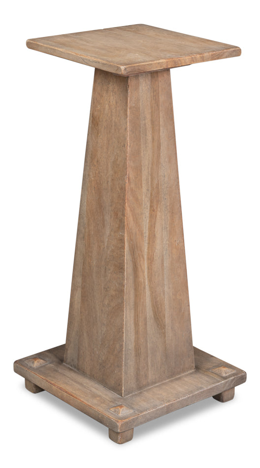 Plinth Natural Reclaimed Wood Pedestal End Table - Ornate Home