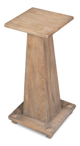 Plinth Natural Reclaimed Wood Pedestal End Table - Ornate Home