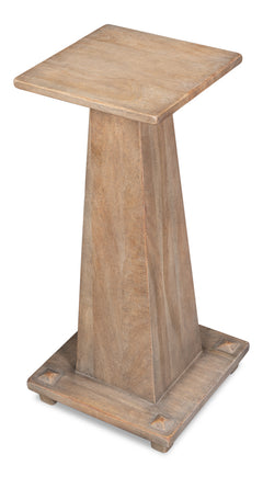 Plinth Natural Reclaimed Wood Pedestal End Table - Ornate Home