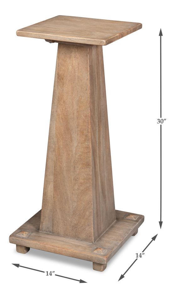 Plinth Natural Reclaimed Wood Pedestal End Table - Ornate Home