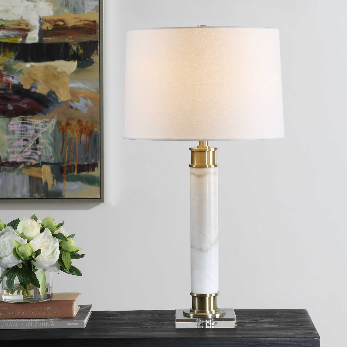Plinth White Marble Table Lamp - Ornate Home