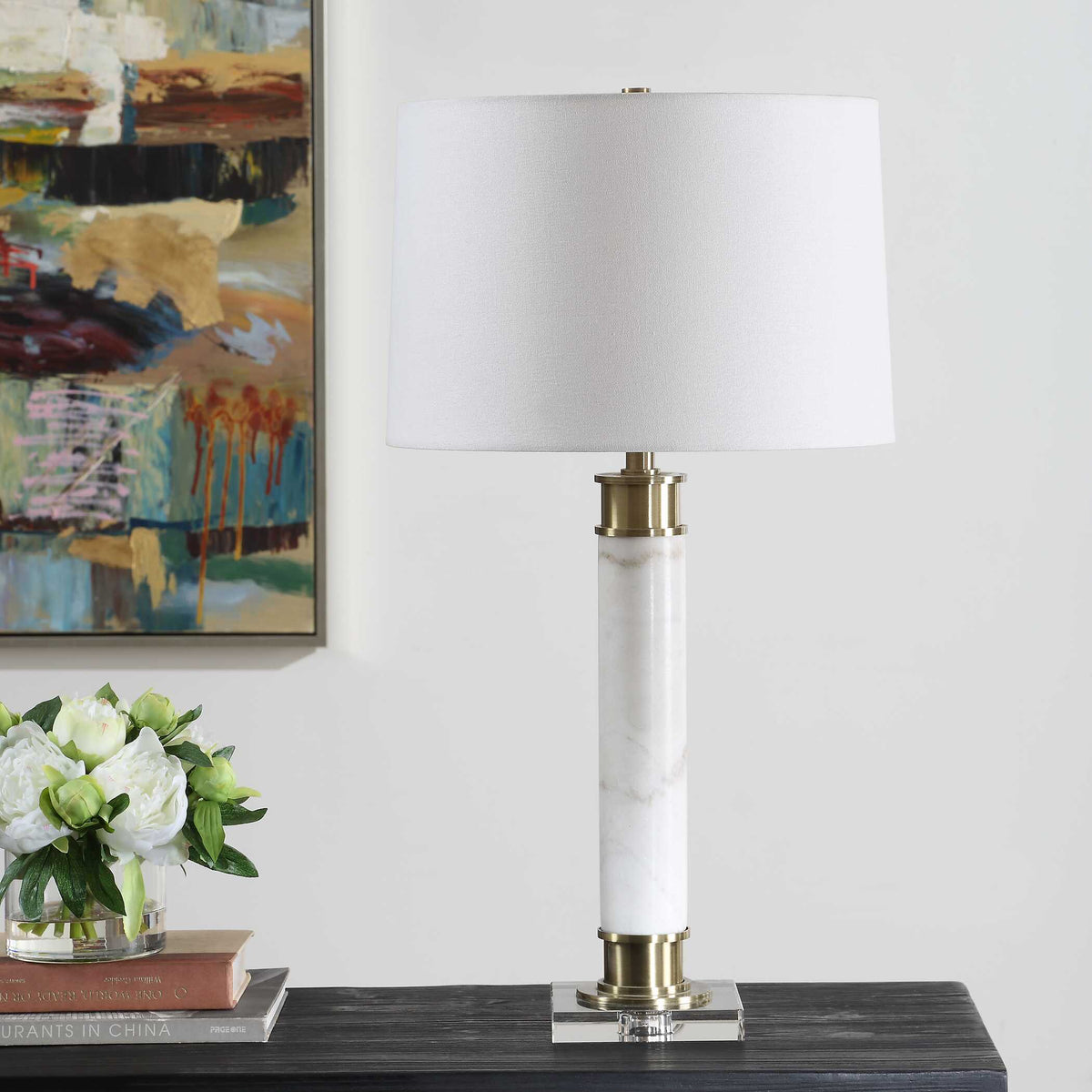Plinth White Marble Table Lamp - Ornate Home