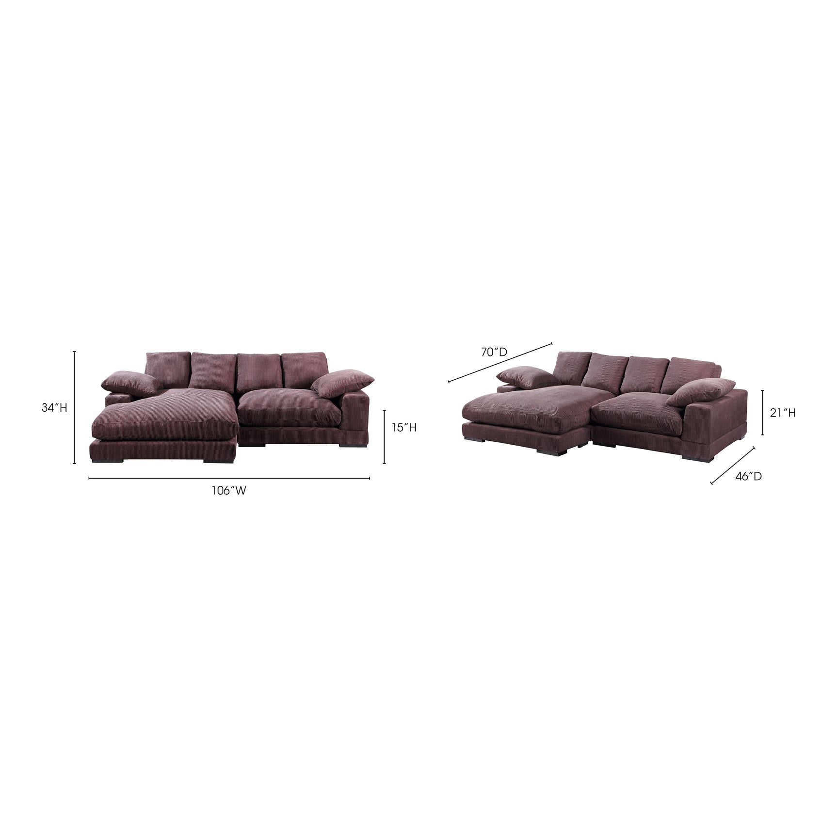 Plunge Dark Brown Sectional - Ornate Home