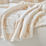 Plush Faux Fur Warm Sofa Cover with Waves Jacquard Textured Throw Blankets for Couch - Ornate Home