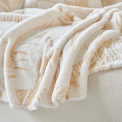 Plush Faux Fur Warm Sofa Cover with Waves Jacquard Textured Throw Blankets for Couch - Ornate Home