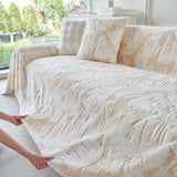 Plush Faux Fur Warm Sofa Cover with Waves Jacquard Textured Throw Blankets for Couch - Ornate Home