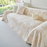 Plush Faux Fur Warm Sofa Cover with Waves Jacquard Textured Throw Blankets for Couch - Ornate Home