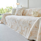 Plush Faux Fur Warm Sofa Cover with Waves Jacquard Textured Throw Blankets for Couch - Ornate Home