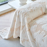 Plush Faux Fur Warm Sofa Cover with Waves Jacquard Textured Throw Blankets for Couch - Ornate Home