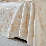 Plush Faux Fur Warm Sofa Cover with Waves Jacquard Textured Throw Blankets for Couch - Ornate Home