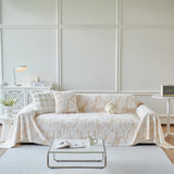 Plush Faux Fur Warm Sofa Cover with Waves Jacquard Textured Throw Blankets for Couch - Ornate Home