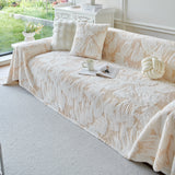 Plush Faux Fur Warm Sofa Cover with Waves Jacquard Textured Throw Blankets for Couch - Ornate Home