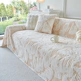 Plush Faux Fur Warm Sofa Cover with Waves Jacquard Textured Throw Blankets for Couch - Ornate Home