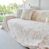 Plush Faux Fur Warm Sofa Cover with Waves Jacquard Textured Throw Blankets for Couch - Ornate Home