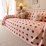 Plush Fleece Sofa Cover Throw, Soft Textured Polka Dot Couch Protector Blanket for Pets - Ornate Home