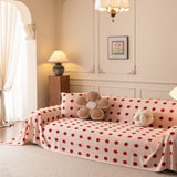 Plush Fleece Sofa Cover Throw, Soft Textured Polka Dot Couch Protector Blanket for Pets - Ornate Home