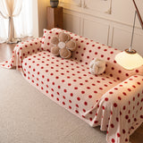 Plush Fleece Sofa Cover Throw, Soft Textured Polka Dot Couch Protector Blanket for Pets - Ornate Home