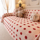 Plush Fleece Sofa Cover Throw, Soft Textured Polka Dot Couch Protector Blanket for Pets - Ornate Home