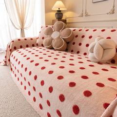 Plush Fleece Sofa Cover Throw, Soft Textured Polka Dot Couch Protector Blanket for Pets - Ornate Home