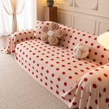 Plush Fleece Sofa Cover Throw, Soft Textured Polka Dot Couch Protector Blanket for Pets - Ornate Home