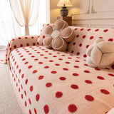 Plush Fleece Sofa Cover Throw, Soft Textured Polka Dot Couch Protector Blanket for Pets - Ornate Home