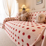 Plush Fleece Sofa Cover Throw, Soft Textured Polka Dot Couch Protector Blanket for Pets - Ornate Home