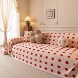 Plush Fleece Sofa Cover Throw, Soft Textured Polka Dot Couch Protector Blanket for Pets - Ornate Home