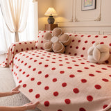 Plush Fleece Sofa Cover Throw, Soft Textured Polka Dot Couch Protector Blanket for Pets - Ornate Home