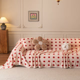Plush Fleece Sofa Cover Throw, Soft Textured Polka Dot Couch Protector Blanket for Pets - Ornate Home