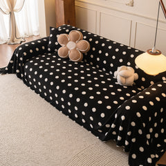 Plush Fleece Sofa Cover Throw, Soft Textured Polka Dot Couch Protector Blanket for Pets - Ornate Home