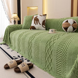 Plush Fleece Sofa Cover with 3D Cable Knit Texture Soft Cozy Warm Sofa Throw Blanket - Ornate Home
